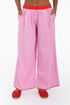 Wide leg pants in cotton gauze with elastic waistline